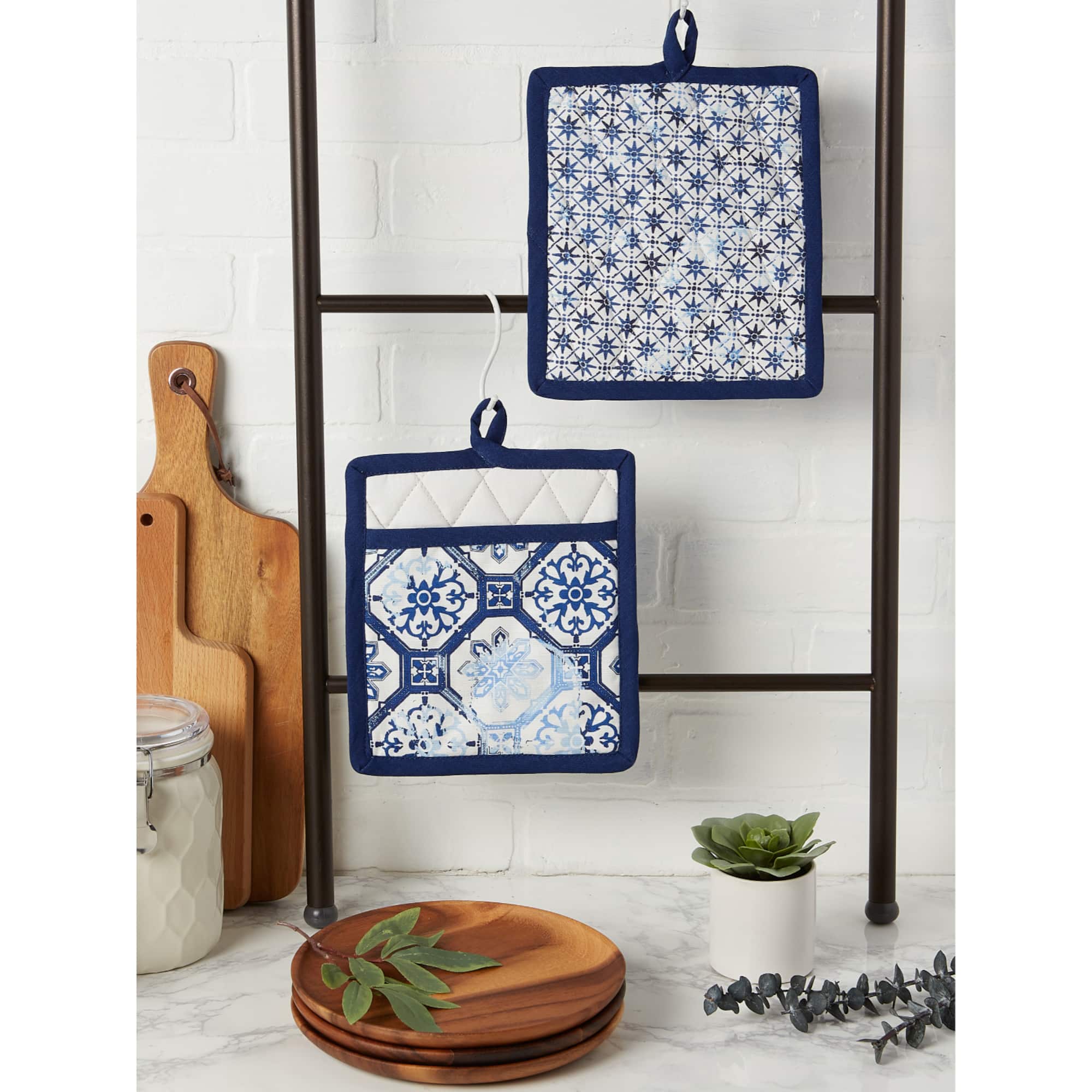 Lisbon Print Kitchen Textiles, 9" x 8", Lisbon Print, 2ct